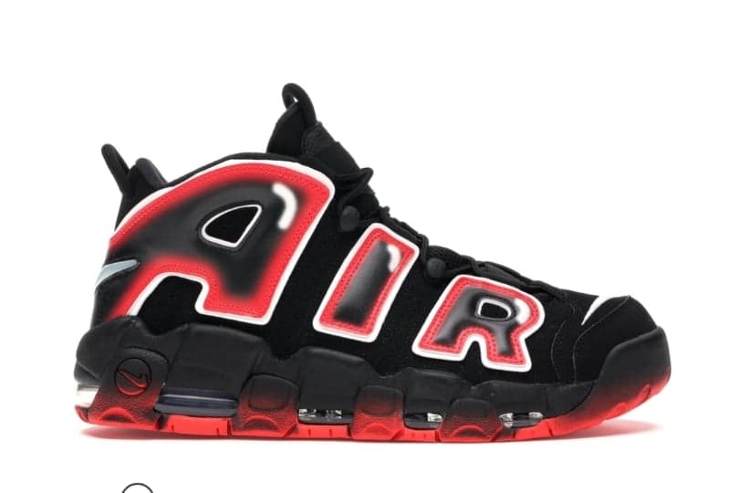 Men's Air More Uptempo 96 BG 'Laser Crimson' Black Basketball Shoes 002